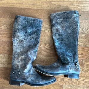 Frye size 9 distressed brown back zipper western style boots